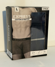 Express 3 Pack Boxer Briefs Black L Stretch Comfort Fit Breathable Cotton