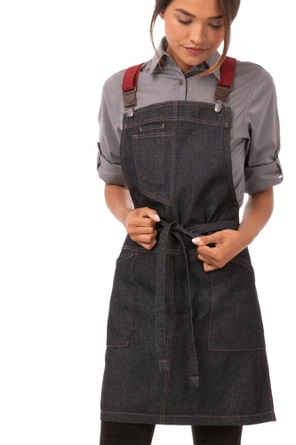 Chef Works Unisex Berkeley Short Bib Apron, Indigo Blue, One Size - Picture 4 of 7