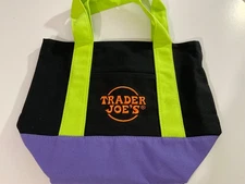Limited Trader Joe's Mini Halloween Black and Neon Canvas Tote Bag