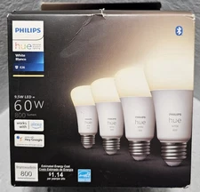 Philips Hue Smart 60W A19 LED Bulb - White Light - 4 PACK - 800LM- E26 - NEW!!
