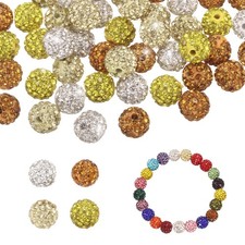 Rhinestone Beads, 10mm 100Pcs White/Light Yellow/Lemon Yellow/Golden