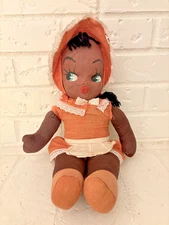 Beautiful Vintage Handmade Cloth Doll African American Black Caribbean Girl