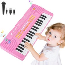 Kids Piano Keyboard Toy for 4 Year Old Girl Birthday Gift 37 Key Pink Pianos ...
