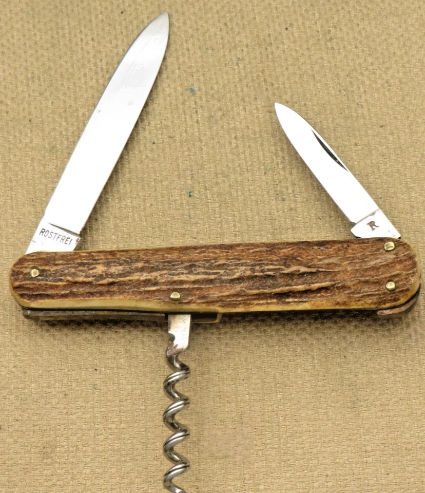 Cuchillo de camarero vintage ANTON WINGEN SOLINGEN - Bonitas asas de ciervo - Sin usar Foto 3 de 4