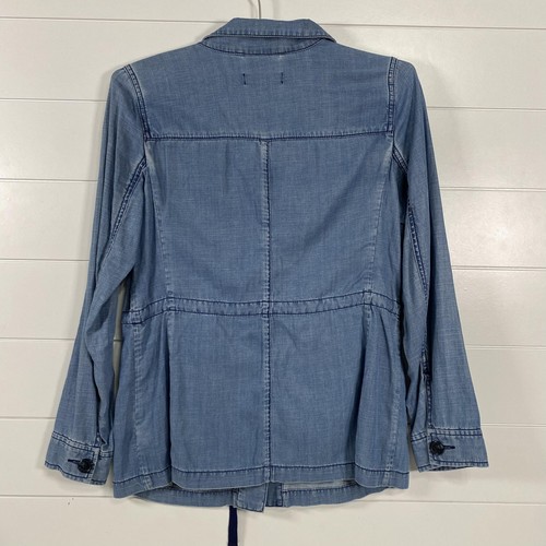 Talbots Jacket Womens XS Utility Drawstring Lightweight Linen Blend Chambray - Picture 5 of 13