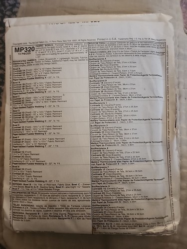 McCalls Crafts Stoffschalen ungeschnittenes Muster P320 - Bild 2 von 2