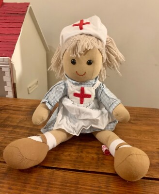 Lumpenpuppe Powell Handwerk 40 cm Krankenschwester Handarbeit Kinderzimmer Kind Stofftier Geschenk Tochter