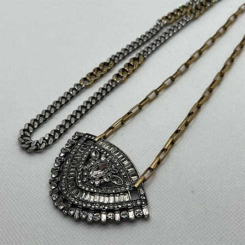 nOir Schmuck Gold Silber lang Strass Kristalle Anhänger Halskette Tribal Boho - Bild 4 von 5