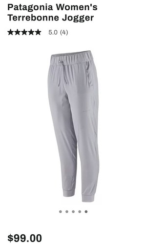 NWT Patagonia Women's S Terrebonne Slim Fit Joggers Pants Light Grey New Sz S