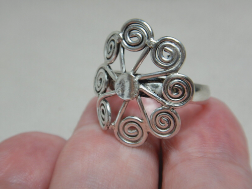 VINTAGE FLOWER STERLING SILVER RING 3621 - Picture 4 of 5