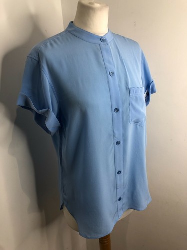 BNWT Equipment Femme Narses silk blouse M NEW roll sleeve button down blue cute - Picture 1 of 8