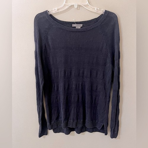 Camiseta Pullover Vince Lino Manga Larga Azul Marino Talla Pequeña Crew - Imagen 2 de 6