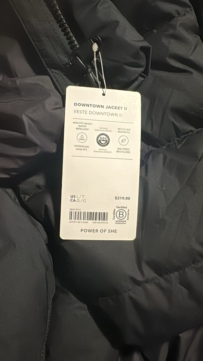 Athleta Downtown Puffer Jacket size LT Large Tall Black