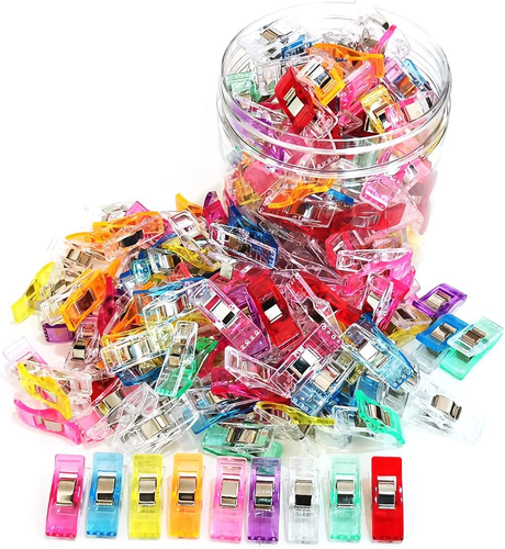 Premium Plastic Clips, 100 Pcs with Box, Sewing Notions for Sewing Quilting Supp