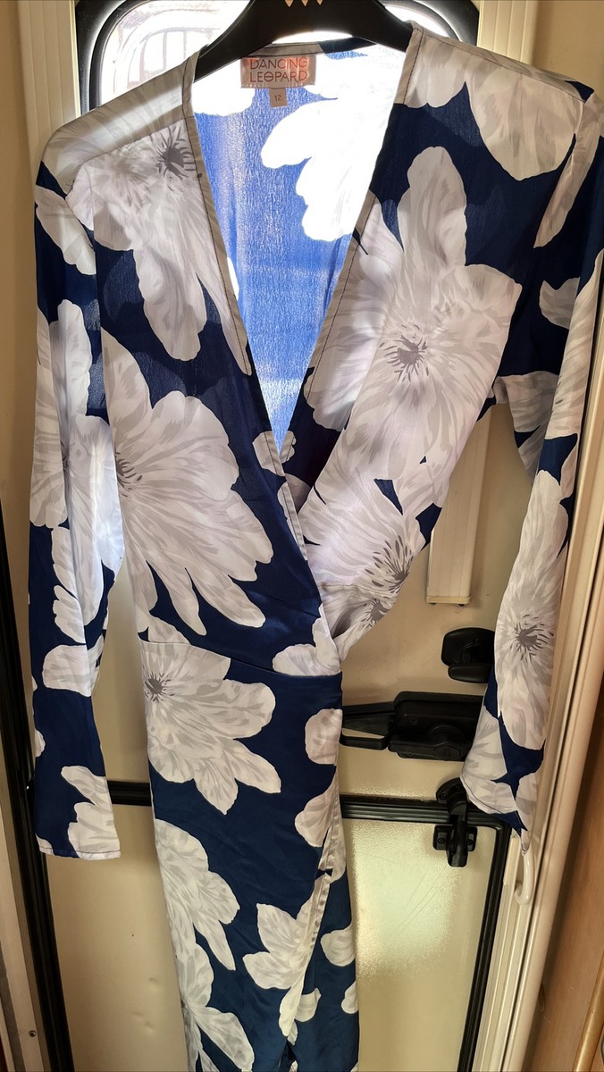 DANCING LEOPARD SILKFRED Yondal blue Floral MIDI Wrap Around