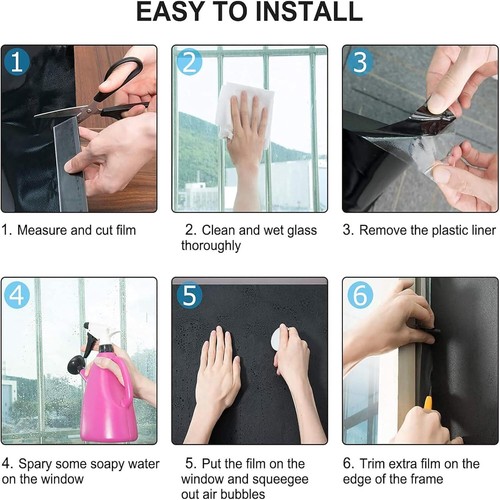 Verdunkelungsfolie Fenster schwarz 100% Blickdicht Fensterfolie Folie 60*200cm - Bild 15 von 15