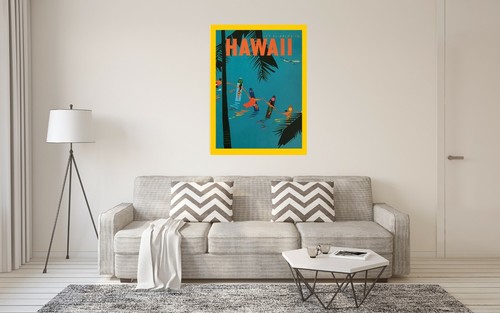Retro Hawaii Surfing Travel Poster Premium Wall Art Poster OR Canvas Size A4-A1 - Picture 3 of 3