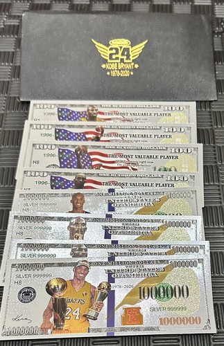 Set of 8 x Kobe Bryant silver Foil Banknotes LA Lakers inc amazing kobe envolope - Picture 3 of 4