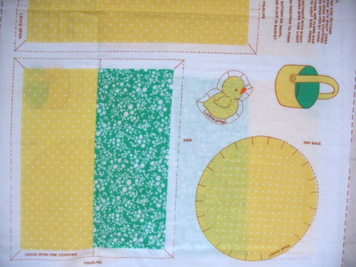 * Bunny in the Basket VTG FABRIC PANEL 18 x45" Summer Craft cut sew stuff cotton - Picture 4 of 7