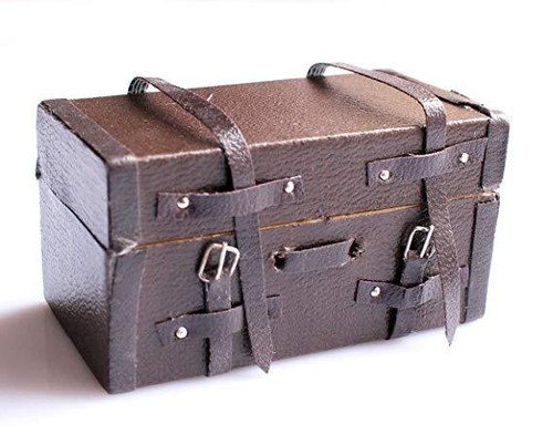 Mini maleta de madera vintage con muebles miniatura para casa de muñecas 1:12 - Imagen 10 de 12