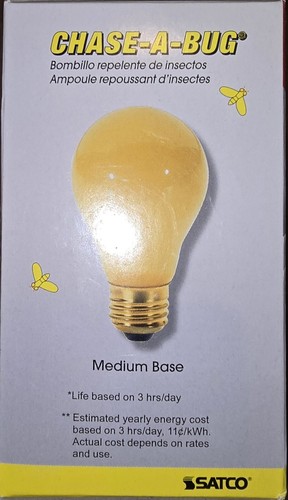 Two 2-bulb packs (4 Total) of Satco 60W Yellow Bug Lights “Chase-A-Bug” S3938 - Picture 5 of 6
