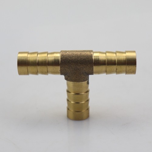 5Pcs Tee3 Way3/8"10mm Brass Hose Barb Fitting Pipe Tubing Splicer Fuel Water Gas - Picture 4 of 7