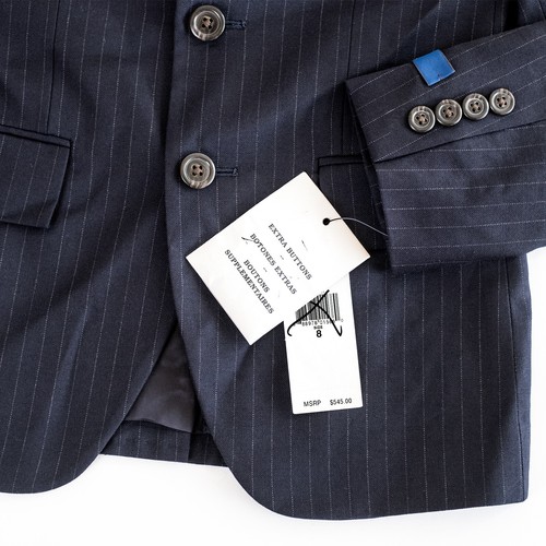 NWT Polo Ralph Lauren Boys Navy Pinstripe 2-Piece Wool Twill Unhemmed Suit $545 - Picture 9 of 13