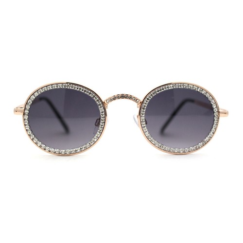 Kleine runde ovale Sonnenbrille mit voller Krone und Strass  - Bild 3 von 21