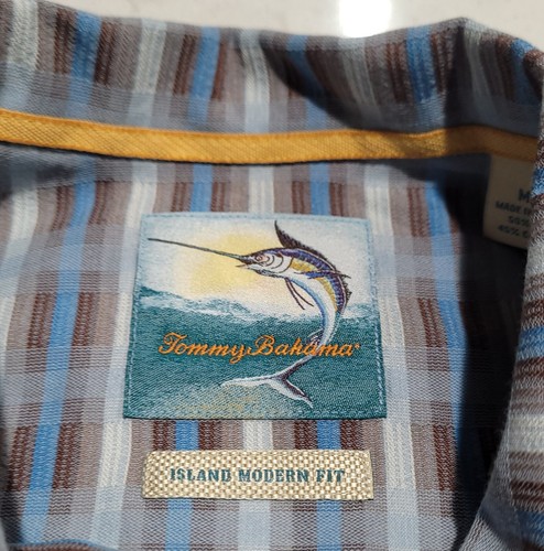 Tommy Bahama Island Modern Fit SILK Blend Plaid Tropical Aloha Relax Medium NWOT - Picture 10 of 17