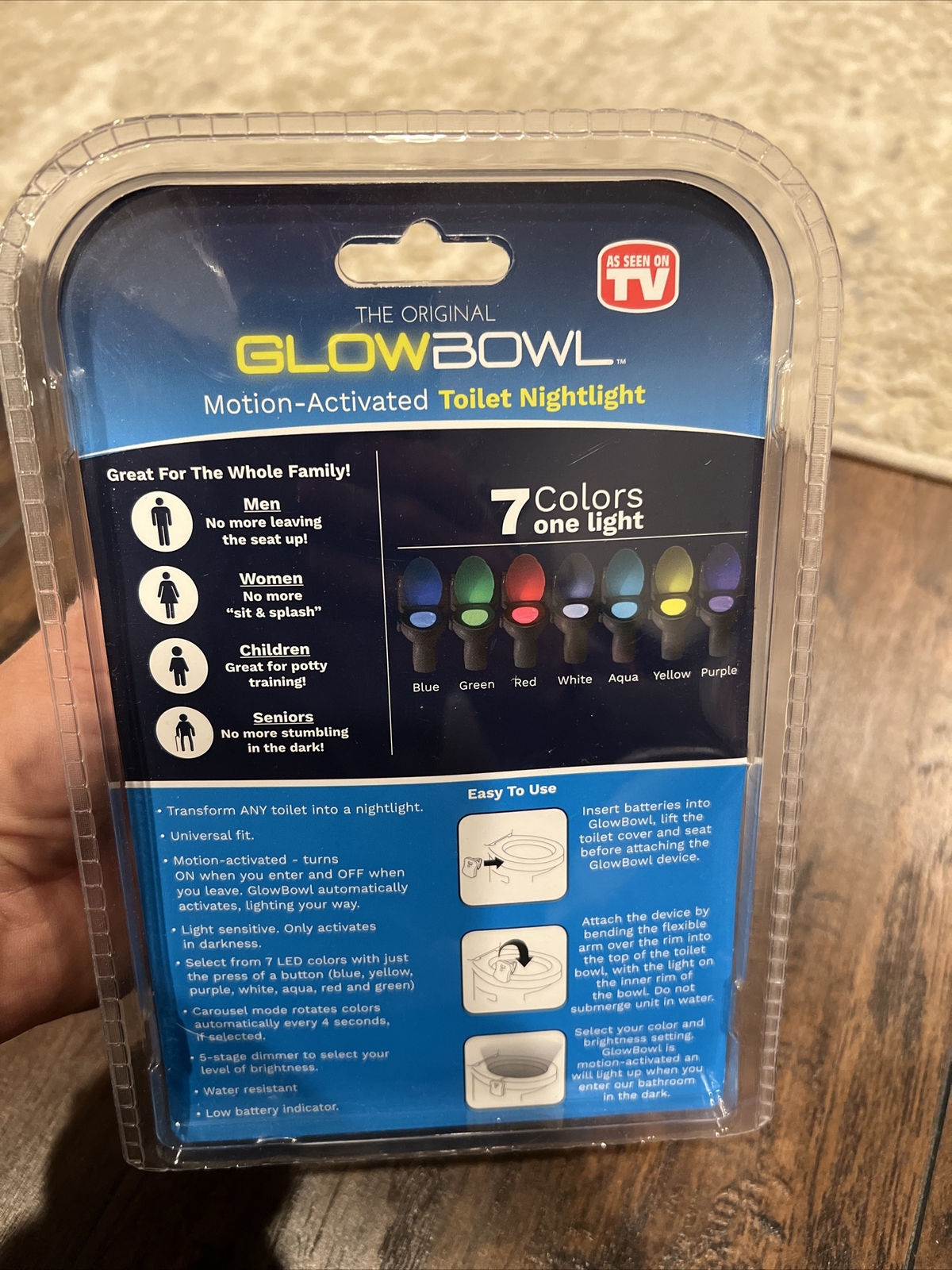 Original Glow Bowl Toilet Light As Seen On TV Motion Activated Night
