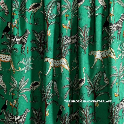 Indian Cotton 1 Yard Fabric Animal Tiger Print Handmade Running Sewing Material - Foto 1 di 7