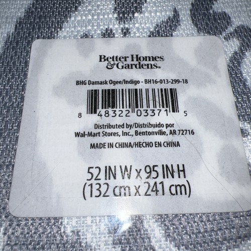 Lot of 2 Better homes and gardens Damask Ogee curtain panel Gray/Blue 52inx95in - Picture 3 of 7