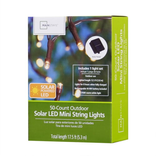 50-Count Solar Powered Warm White LED Mini Outdoor String Lights - Picture 10 of 10