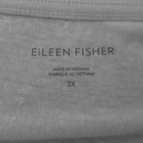 Eileen Fisher Crew Neck Long Sleeve Top Shirt White Plus Size 2X Organic Linen - Picture 6 of 9