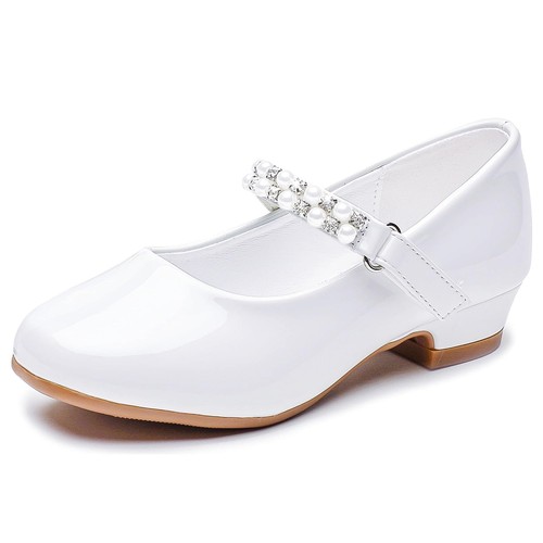 Girls Flats Shoes High Heels White Toddler for First Communion Wedding Party ...