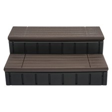 36'' Universal 2 Slip-Resistant Spa  Hot Tub Spa Steps with Storage Brown Black