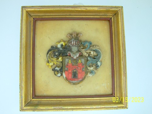 CITY OF MUNICH ANTIQUE HAND PAINTED WAX COAT OF ARMS - BEST OFFER - Picture 1 of 5