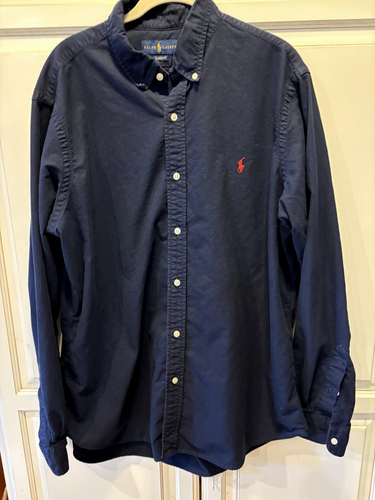 Polo Ralph Lauren Hemd Herren Classic Fit Gr. XL Logo Navy Blau Langarm