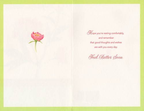 Tarjeta GET WELL SOON, de American Greetings, operación, flores rosas + sobre - Imagen 2 de 5