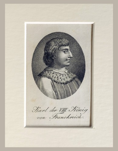 1800 Carlos VIII "cabezudo" Original Miniatura Grabado con Picaporte (04423) - Imagen 1 de 2