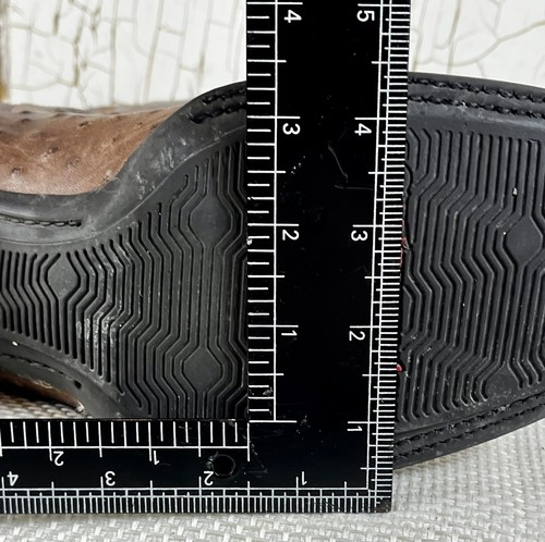Cavendars Men's 8D Ostrich Print Brown Square Toe Western Boots #CVPM238-7 READ - Picture 11 of 12