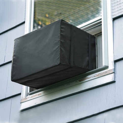 Window Air Conditioner Cover Outdoor, outside Window AC Unit Cover Black Dust-P