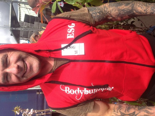 Red ESG Gym Sleeveless Hoodie Mens Training Gillet - 100% natural cotton - Afbeelding 4 van 5