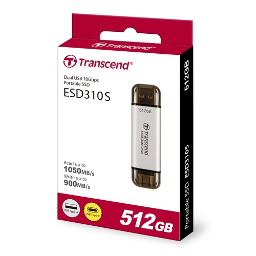 512GB Transcend ESD310 Portable SSD Dual USB (Type-A and Type-C) Silver - Picture 4 of 4