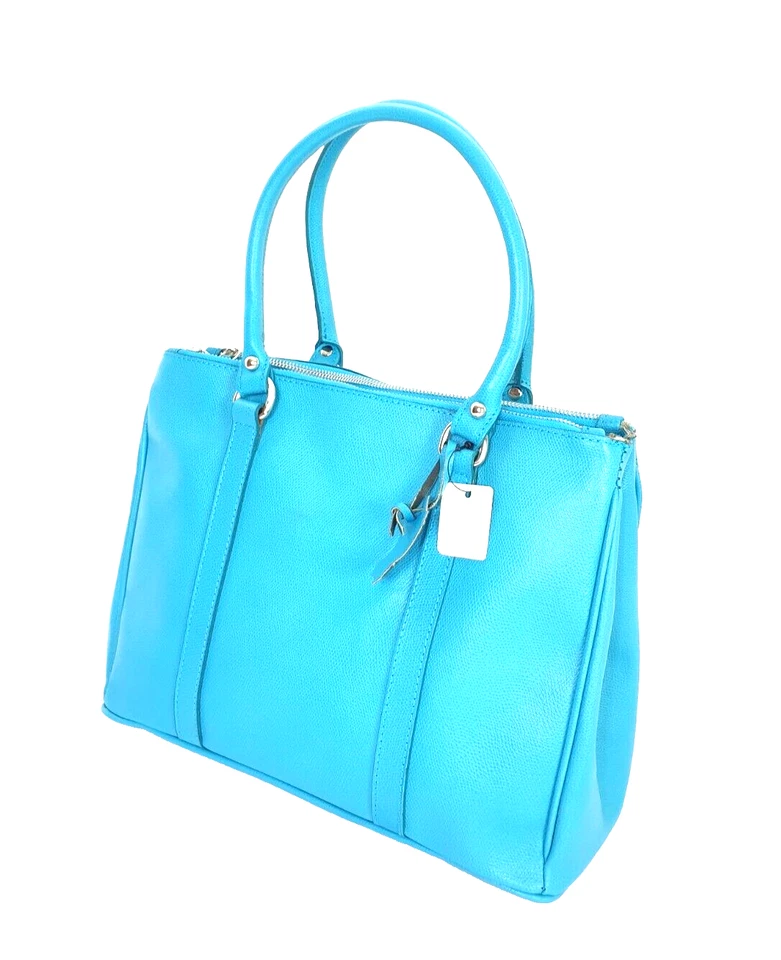 57) C&A Damen Tasche Ledertasche Türkise Neu Echtes Leder Handtasche - Bild 2 von 4