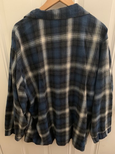 Pendleton Flannel Pajama Top Blue Gray Plaid 100% Cotton Lounge Shirt Size XL - Picture 2 of 9