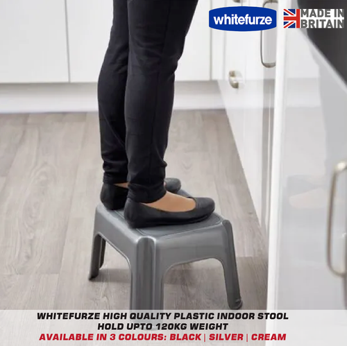 Step Up Stool Silver Plastic Multipurpose Stool Lightweight Kitchen Bathroom - Picture 2 of 4
