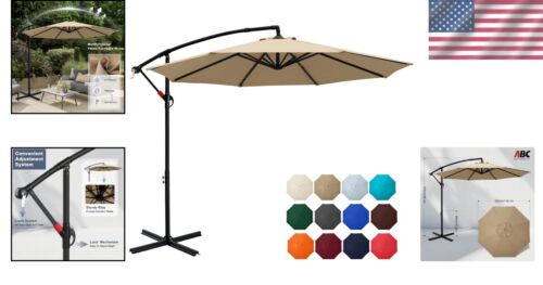 Adjustable 10FT Cantilever Umbrella with UV Protection - Perfect for Patios - Picture 2 of 9