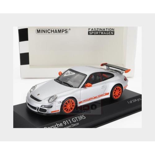 1:43 MINICHAMPS Porsche 911 997 Gt3 Rs Coupe 2006 Silver Orange 403066013 Modell - Bild 2 von 2
