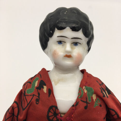9” Vintage Porcelain German China Head Arms Feet Doll Made in Germany Cloth Body - Picture 3 of 13
